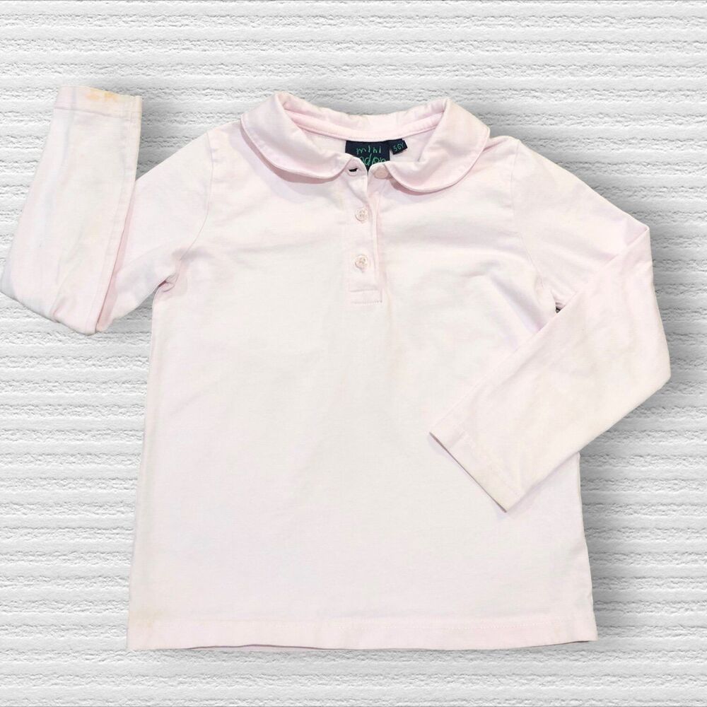 Mini Boden Pink Peter Pan Collar Long Sleeve Top Girls 5-6Y